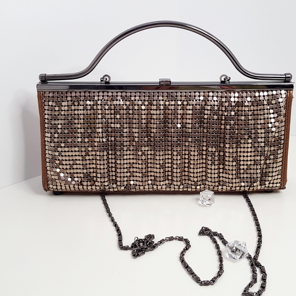 Vintage🔥Metal Geo Mesh Sequin Evening Bag|Shoulder Bag☆Handbag - Picture 5 of 12
